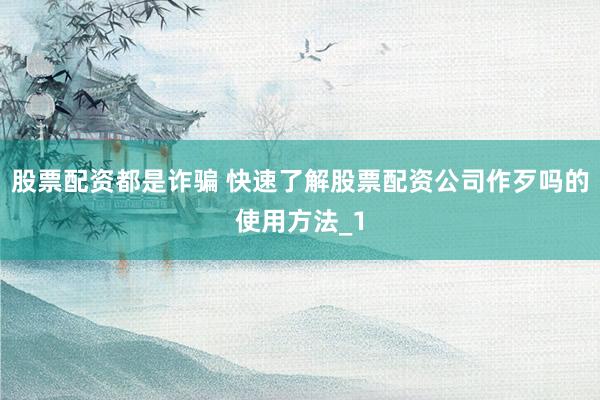 股票配资都是诈骗 快速了解股票配资公司作歹吗的使用方法_1