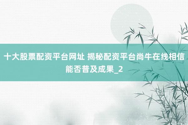 十大股票配资平台网址 揭秘配资平台尚牛在线相信能否普及成果_2
